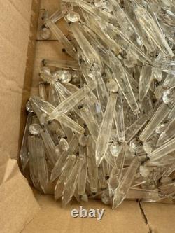 100 ANCIENNES PAMPILLES FLÈCHES POINTE EN CRISTAL Ou Verre FACETTES POUR LUSTRE