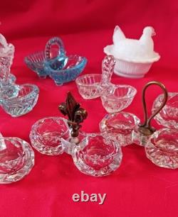 10 Petits Salerons / Salières Cristal Verre Baccarat Portieux Meseinthal Anciens
