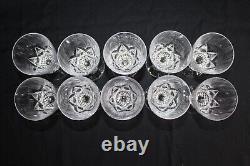 10 anciens verres à vin blanc en cristal taillé, Art Déco, h. 12 cm