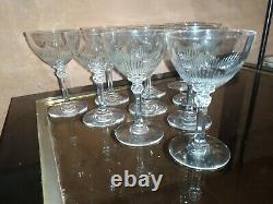 10 verre ancien à porto en cristal jambe taillé C. 1900 Baccarat