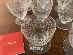 10 verres à vin blanc gravé ancien en cristal de Baccarat (prix à la pièce)