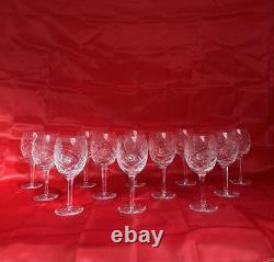 12 Grand Verre À Vin Cristal Ciselé Ancien