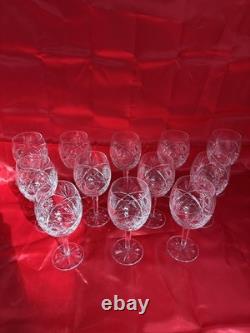 12 Grand Verre À Vin Cristal Ciselé Ancien