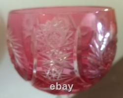 1 ANCIEN VERRE A VIN DU RHIN CRISTAL DOUBLE Rose-Framboise ht 19,5 cm