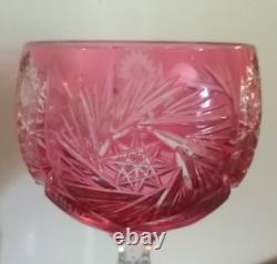 1 ANCIEN VERRE A VIN DU RHIN CRISTAL DOUBLE Rose-Framboise ht 19,5 cm