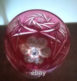 1 ANCIEN VERRE A VIN DU RHIN CRISTAL DOUBLE Rose-Framboise ht 19,5 cm