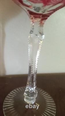 1 ANCIEN VERRE A VIN DU RHIN CRISTAL DOUBLE Rose-Framboise ht 19,5 cm