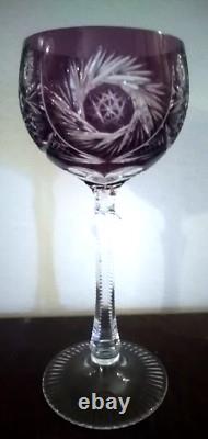 1 ANCIEN VERRE A VIN DU RHIN CRISTAL DOUBLE violet ht 19,5 cm