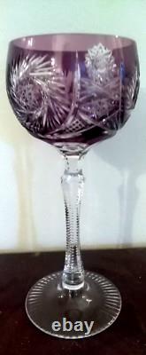 1 ANCIEN VERRE A VIN DU RHIN CRISTAL DOUBLE violet ht 19,5 cm