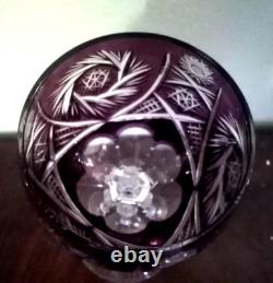 1 ANCIEN VERRE A VIN DU RHIN CRISTAL DOUBLE violet ht 19,5 cm