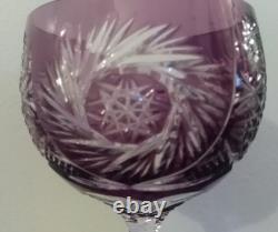 1 ANCIEN VERRE A VIN DU RHIN CRISTAL DOUBLE violet ht 19,5 cm
