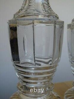 1 Ancienne Paire De Flacons 19 Eme Cristal Tailler Voneche Liege St Louis