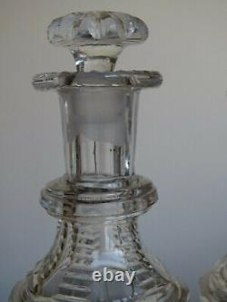 1 Ancienne Paire De Flacons 19 Eme Cristal Tailler Voneche Liege St Louis