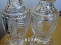 1 Ancienne Paire De Flacons 19 Eme Cristal Tailler Voneche Liege St Louis