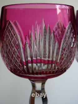 2 ANCIENS VERRES A VIN COULEUR ROEMER CRISTAL ROUGE AMETHYSTE BELLE QUALITE 19 c