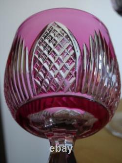2 ANCIENS VERRES A VIN COULEUR ROEMER CRISTAL ROUGE AMETHYSTE BELLE QUALITE 19 c