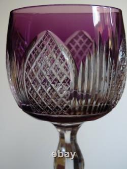2 ANCIENS VERRES A VIN COULEUR ROEMER CRISTAL ROUGE AMETHYSTE BELLE QUALITE 19 c