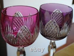 2 ANCIENS VERRES A VIN COULEUR ROEMER CRISTAL ROUGE AMETHYSTE BELLE QUALITE 19 c