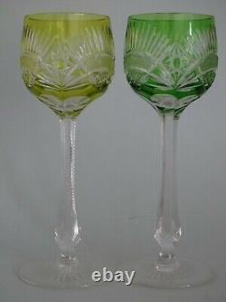 2 ANCIENS VERRES A VIN DE COULEUR ROEMER CRISTAL DOUBLER COLORER 20 cm