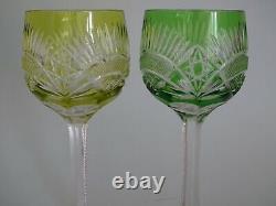 2 ANCIENS VERRES A VIN DE COULEUR ROEMER CRISTAL DOUBLER COLORER 20 cm