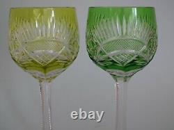 2 ANCIENS VERRES A VIN DE COULEUR ROEMER CRISTAL DOUBLER COLORER 20 cm