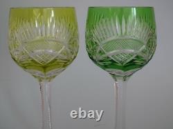 2 ANCIENS VERRES A VIN DE COULEUR ROEMER CRISTAL DOUBLER COLORER 20 cm