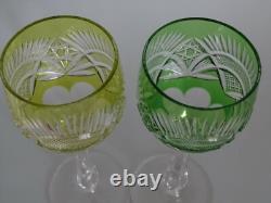 2 ANCIENS VERRES A VIN DE COULEUR ROEMER CRISTAL DOUBLER COLORER 20 cm