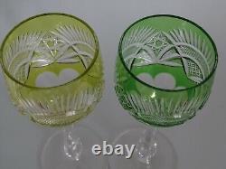 2 ANCIENS VERRES A VIN DE COULEUR ROEMER CRISTAL DOUBLER COLORER 20 cm