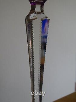 2 ANCIENS VERRES A VIN DU RHIN ROEMER CRISTAL DOUBLER COLORER AMETHYSTE ht 19,5