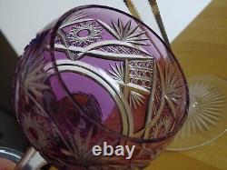 2 ANCIENS VERRES A VIN DU RHIN ROEMER CRISTAL DOUBLER COLORER AMETHYSTE ht 19,5