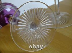 2 ANCIENS VERRES A VIN DU RHIN ROEMER CRISTAL DOUBLER COLORER AMETHYSTE ht 19,5