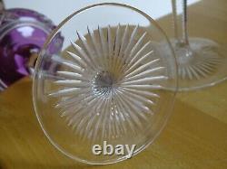 2 ANCIENS VERRES A VIN DU RHIN ROEMER CRISTAL DOUBLER COLORER AMETHYSTE ht 19,5