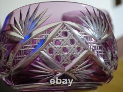 2 ANCIENS VERRES A VIN DU RHIN ROEMER CRISTAL DOUBLER COLORER AMETHYSTE ht 19,5