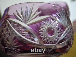 2 ANCIENS VERRES A VIN DU RHIN ROEMER CRISTAL DOUBLER COLORER AMETHYSTE ht 19,5