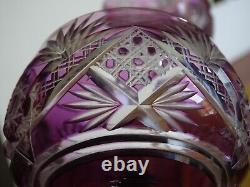 2 ANCIENS VERRES A VIN DU RHIN ROEMER CRISTAL DOUBLER COLORER AMETHYSTE ht 19,5