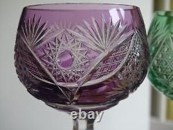 2 ANCIENS VERRES A VIN DU RHIN ROEMER CRISTAL DOUBLER COLORER ht 19,5 cm