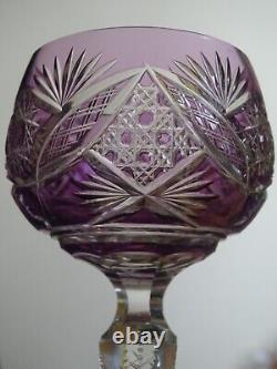 2 ANCIENS VERRES A VIN DU RHIN ROEMER CRISTAL DOUBLER COLORER ht 19,5 cm