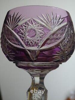 2 ANCIENS VERRES A VIN DU RHIN ROEMER CRISTAL DOUBLER COLORER ht 19,5 cm