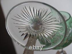 2 ANCIENS VERRES A VIN DU RHIN ROEMER CRISTAL DOUBLER COLORER ht 19,5 cm