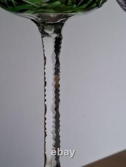 2 ANCIENS VERRES A VIN ROEMER CRISTAL DOUBLER COLORER VIOLET ET VERT 18 cm