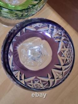2 ANCIENS VERRES A VIN ROEMER CRISTAL DOUBLER COLORER VIOLET ET VERT 18 cm
