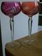 2 ANCIENS VERRES A VIN ROEMER CRISTAL TAILLER DOUBLER COLORER ht 19,5 cm