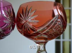 2 ANCIENS VERRES A VIN ROEMER CRISTAL TAILLER DOUBLER COLORER ht 19,5 cm