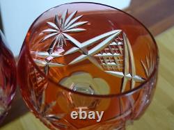 2 ANCIENS VERRES A VIN ROEMER CRISTAL TAILLER DOUBLER COLORER ht 19,5 cm