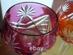 2 ANCIENS VERRES A VIN ROEMER CRISTAL TAILLER DOUBLER COLORER ht 19,5 cm