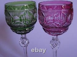 2 Anciens Verres A Vin Art Deco Roemer Cristal Double Colore Val Saint Lambert