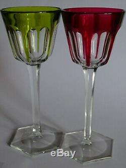 2 Anciens Verres A Vin Du Rhin Roemer Cristal Baccarat Rouge Mousse Harcourt