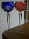 2 Anciens Verres A Vin Du Rhin Roemer Cristal Bonne Facture Style Vsl Bleu Rouge