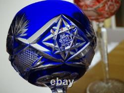 2 Anciens Verres A Vin Du Rhin Roemer Cristal Bonne Facture Style Vsl Bleu Rouge