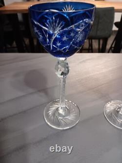 2 Anciens Verres A Vin Roemer Cristal Double Colore